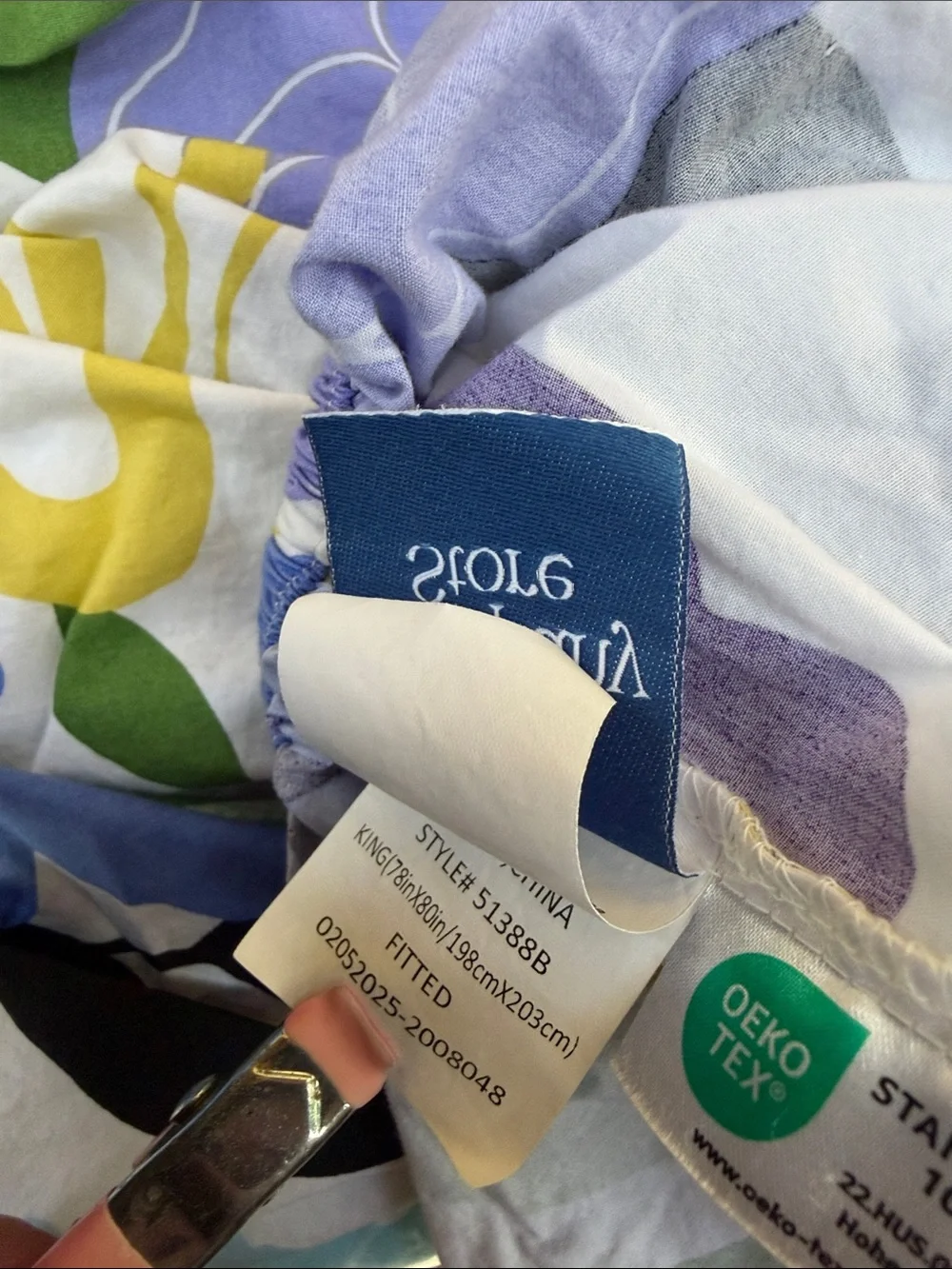 Floral king Fitted Sheet - Bright Purple, Blue & Yellow Bloom cotton